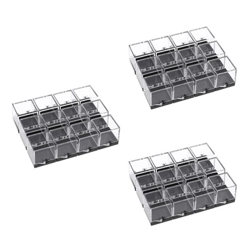 3 Count Transparent Display Case Specimen Mineral Miniature Rock Storage - Picture 9 of 12