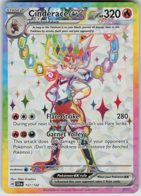 #ad Pokemon Cinderace ex Ultra Rare SV07: Stellar Crown 157 142 NM $3.88