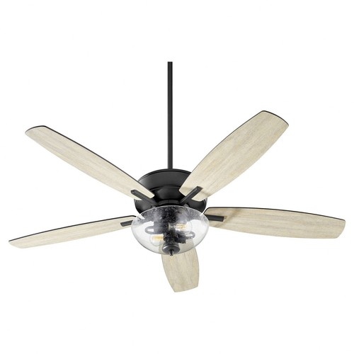 Breeze - 52 Inch 5 Blade Ceiling Fan with Bowl Light Kit-Noir Finish-Matte