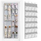 24 Large Pockets Over The Door Shoe Organizer Mesh Hanging Shoe Rack for Closet