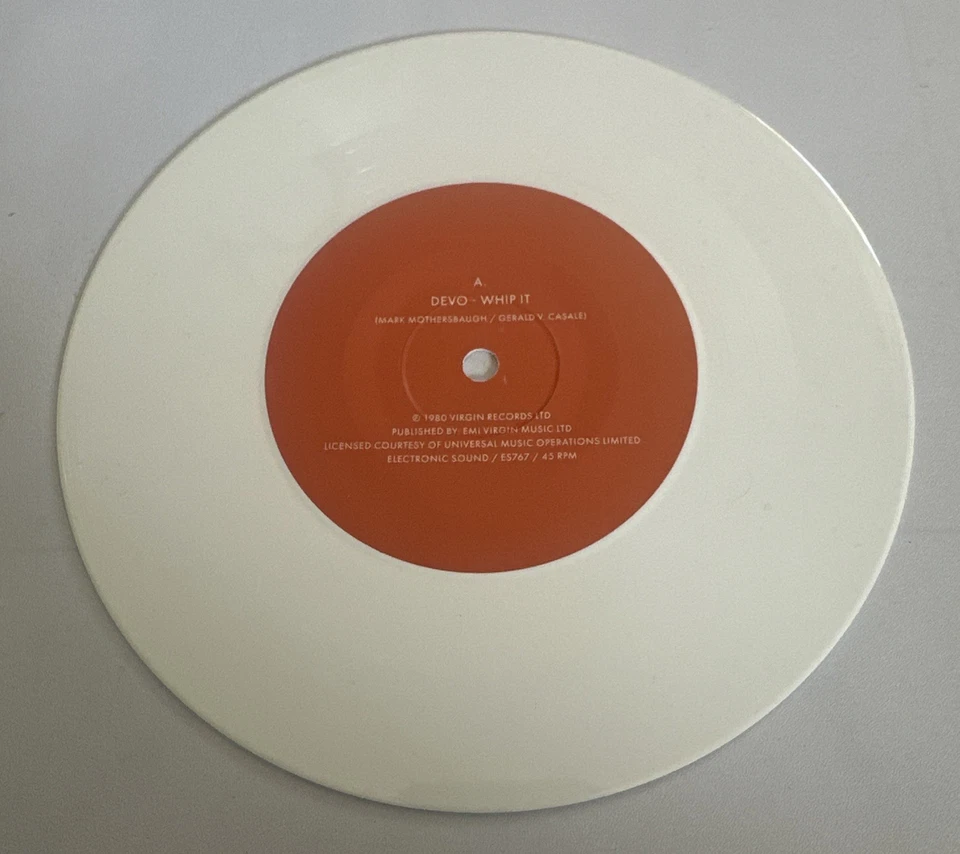 Devo - Whip It - White 7” Vinyl Record Limited Edition 2020 NM / NM - Image 4 of 4