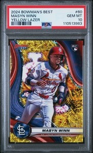 2024 BOWMAN'S BEST #60 MASYN WINN YELLOW LAZER #/75 PSA 10 Gem Mint