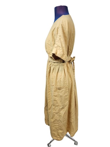 Urban Outfitters Gabrielle Gold Linen Midi Wrap Dress Size XS Women's I47 - Picture 3 of 10