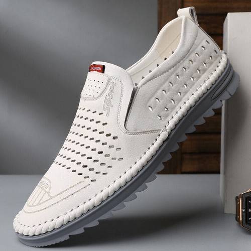 New Mens Leather Slip On Loafers Casual Driving Boat Deck Moccasin Shoes UK Size - Picture 3 of 12