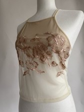 La Perla Sheer Ivory Nude Embroidered Camisole Sz Small 2 Vintage Rare 