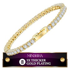 MINDDHA Tennis Bracelet, Gold Plated, 2mm/3mm, 5.5-8" or Adjustable 7 Inch