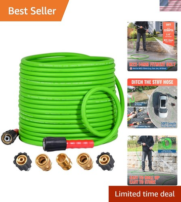 #ad Durable 50FT Pressure Washer Extension Hose Quick Connect Adapters Included $78.99