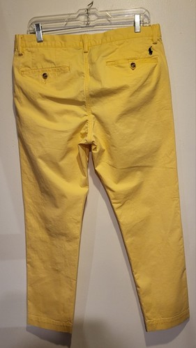 Ralph Lauren The Polo Chino Stretch Slim Fit 34 X 30 Light Yellow Preppy - Picture 2 of 7