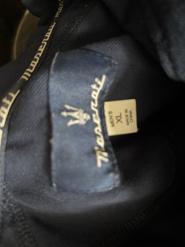 Original Maserati Trident Embroidered Logo Polo Shirt Navy Men’s Button Shirt XL - Picture 6 of 6
