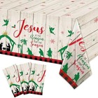 Pcs Christmas Tablecloth Merry Christmas Nativity Table Cloth Religious 3 Red