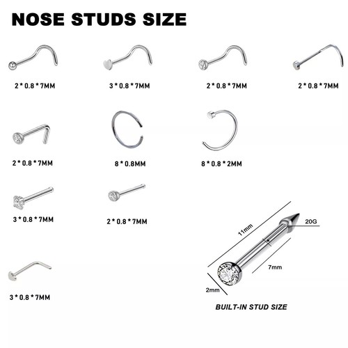 2er Pack Einweg Selbst Nasenpiercing Werkzeug mit 10 Stück Nasenringen Nasenpiercing Set - Bild 2 von 3