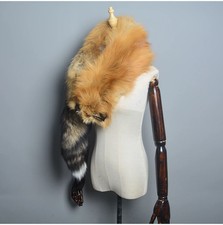 Decor Real Farm Fox Fur Collar Fashion Wraps Fuzzy Scarf Shawl Hood Scarves