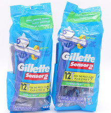 Gillette Sensor 2 Lubrastrip Pivot Head 2-Blade Disposable Razors 2 Packs of 12