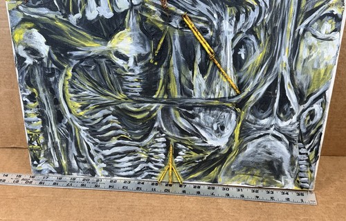 Surrealer Abstrakter Horror Mixed Media mit Nägeln Outsider Style Original Kunst - Bild 14 von 15