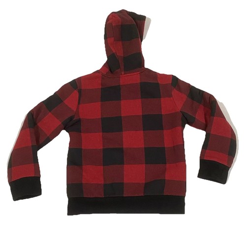 Old Navy Fleece Red Checkered Hooded Sweatshirt Size Medium (8) Boys Stretch Zip - Picture 11 of 11