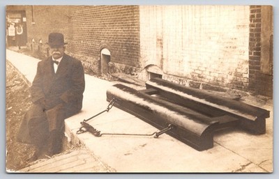 Man Posing Machinery Horse Plow? Manchester Illinois? c1910 Real Photo RPPC