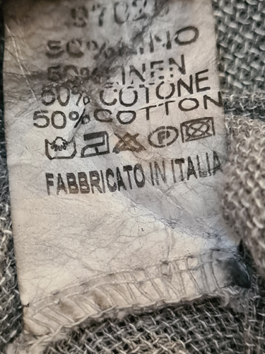 Italian Washed Linen Top Lagenlook Round neck dark grey Ruche tie One Size 10-16 - Picture 9 of 10