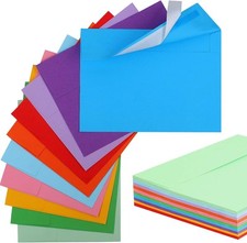 50 Pack Colored A7 Envelopes, 5x7 50Pcs A7 5x7 , Yellow,Orange,Green,Red,Pink