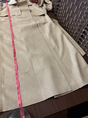 H&M Belted Wrap Long Vegan Faux Suede Trench Coat Duster Sz S Pockets Western - Bild 9 von 12