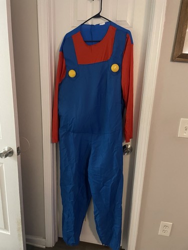 Super Mario Costume Adult XXXL Jumpsuit Hat Gloves With Padded Belly Halloween - 第 1/5 張圖片