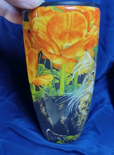 Cypress Refresh My Favorite Cup CAT IN FLOWERS 17 Oz Travel Latte Cup New In Box - Picture 12 of 17