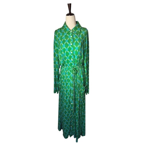 HVN Vestido Mujeres 18 Verde Ava Estampado Floral Jersey Tejido Maxi Camisa Vestido Boho - Imagen 2 de 10