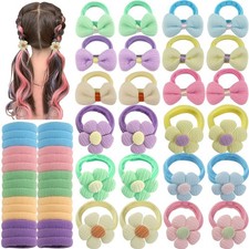 54pc Cute Flower Elastic Hairbands Ponytail Holder Cute Hair for Women Girls Kid