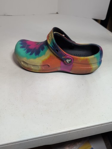 CROCS Bistro S Tie Dye Rainbow Work Clogs, M/6 W/8 - Picture 5 of 14
