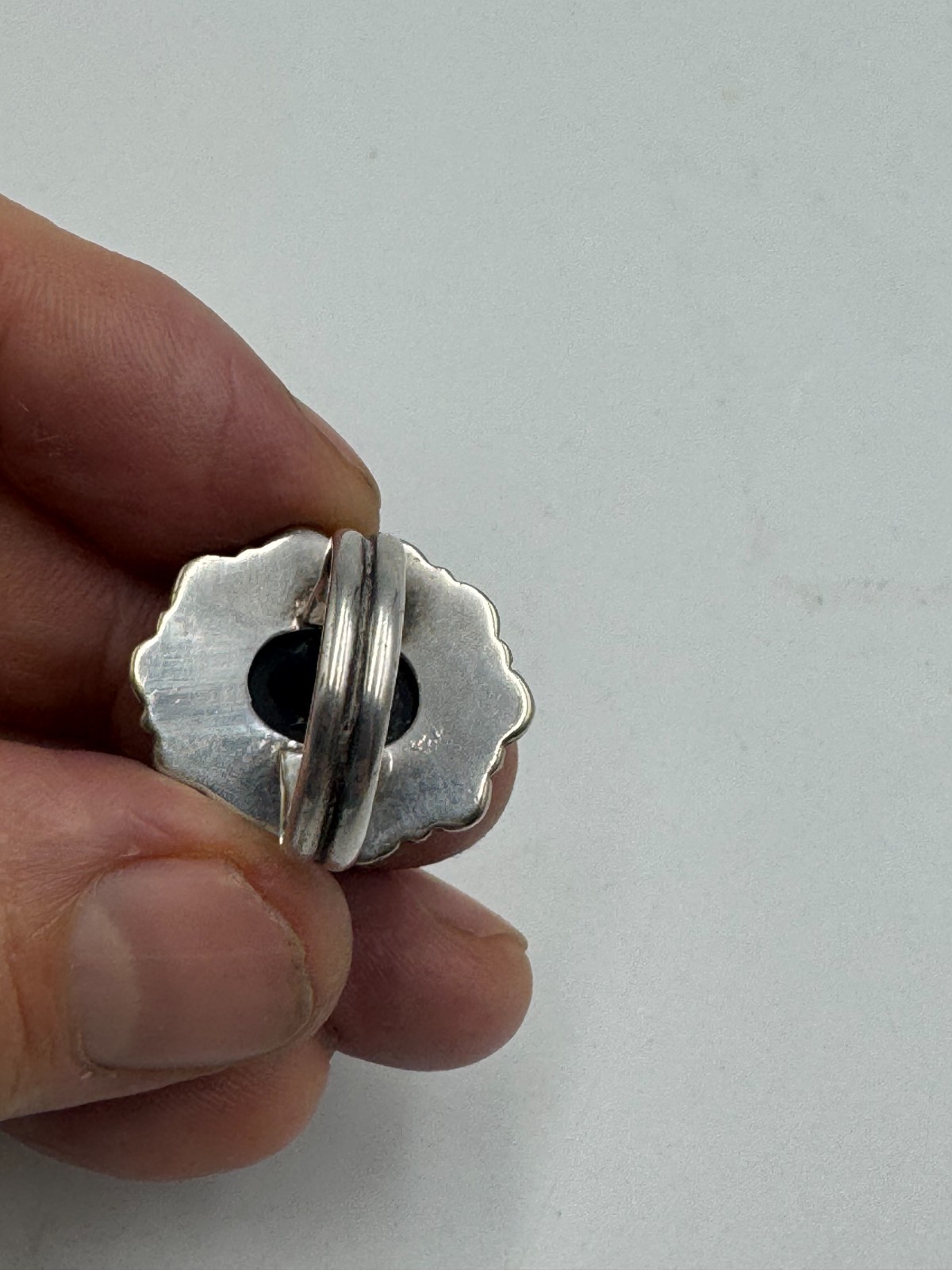 Lovely Solid Silver Onyx Ring Size L - image 8