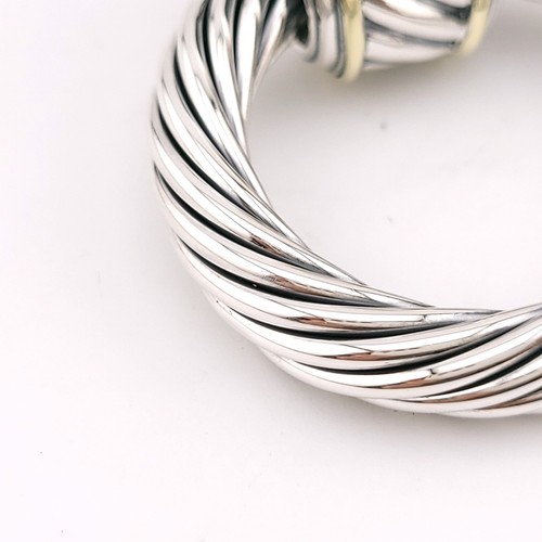 David Yurman Sterling Silver & 14k Gold Thoroughbred Door-Knocker SINGLE Earring - Picture 9 of 15