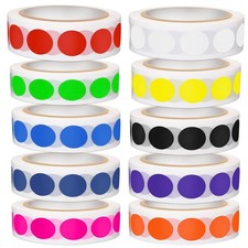 10000Pcs 1/2" Dot Stickers, Round Colored Coding Labels, Circle Stickers 10 A...