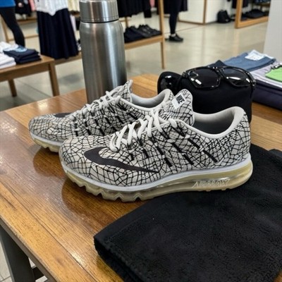 Size 10 Men s Air Max 2015 Crackle Print Running Shoes Gray Black Cushioned