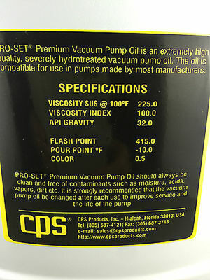 PREMIUM  CPS VACUUM PUMP OIL 1 GALLON   3.78LT VPOG
