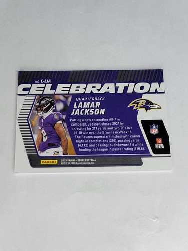 2025 Score LAMAR JACKSON 'CELEBRATION' INSERT CARD! RAVENS - Picture 2 of 2