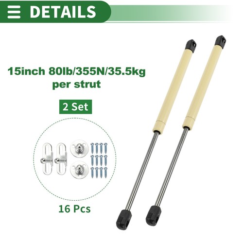 2 Set 80lb/355N 15inch/380mm Lift Supports Struts for Dinning Car Lid Yellow - Picture 7 of 8