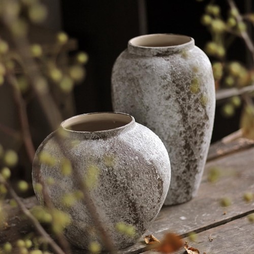 Vaso di fiori rustico in ceramica, vaso da terra alto vintage arredamento casale, grande va... - Foto 3 di 7