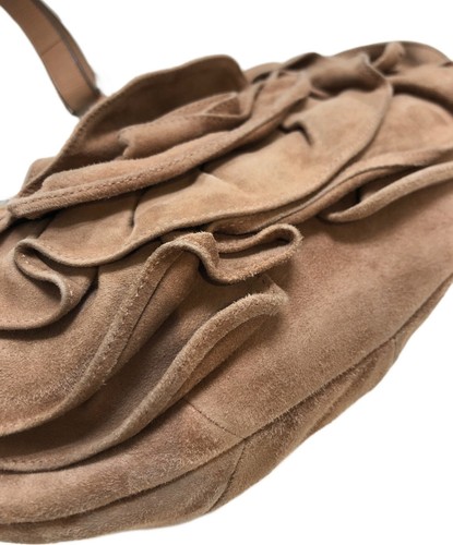 YVES SAINT LAURENT Rive Gauche Nadja Suede Flower Shoulder Bag Brown 112937 Used - Picture 4 of 7