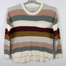 Madewell Sweater Women M Striped Ribbed Knit Coastal Boho Preppy Minimalist Cozy