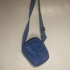 Superdry Blue Crossbody Shoulder Bag Embossed Logo Adjustable Strap