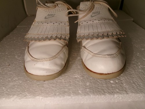 Vintage 1990 Nike Golf Shoes w. Metal Cleats Men Size 8.5 White - Picture 10 of 19