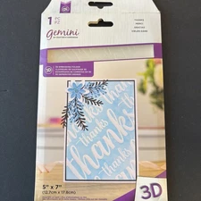 Gemini Thanks 5x7in 3D Slanted Script Embossing Folder GEM-EF-3D-THAN