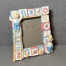 Vtg 1991 Malden Baby Picture Frame Boy Girl Holds 3x5 Photo Baby Blocks Bears