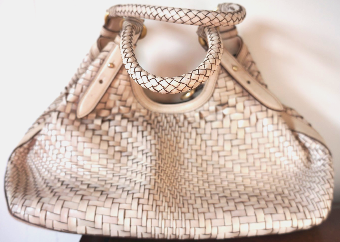 Cole Haan Handbags Braided Leather Ivory Large Excellent Condition Nice Details