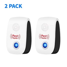Ultrasonic Electronic Pest Repeller 2 Pack Plug-In Mice Rat Rodent Bug Control