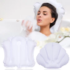 2 Pcs Inflatable Bath Pillow Set with Suction Cups, Neck Support for Bathtub & S