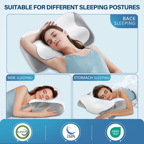 Memory Foam Neck Pillow, Effective Pain Relief Cervical Neck and Shoulder Pil... - Picture 5 of 7