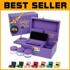 Large Bamboo Storage Box with Combination Lock - Purple/Gold