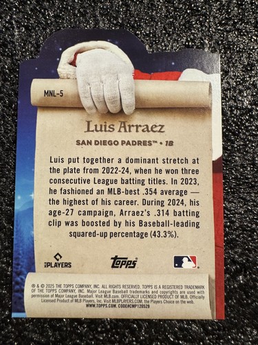 2025 Topps Holiday Making The Nice List #MNL5 Luis Arraez San Diego Padres  - Bild 2 von 2