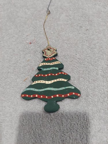 Vintage Holz Christbaumschmuck 2" niedlicher Weihnachtsschmuck - Bild 1 von 3