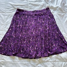 Vintage 90s Skirt Womens XL Purple Floral Stretch Feminine Dainty Fairy Hippie